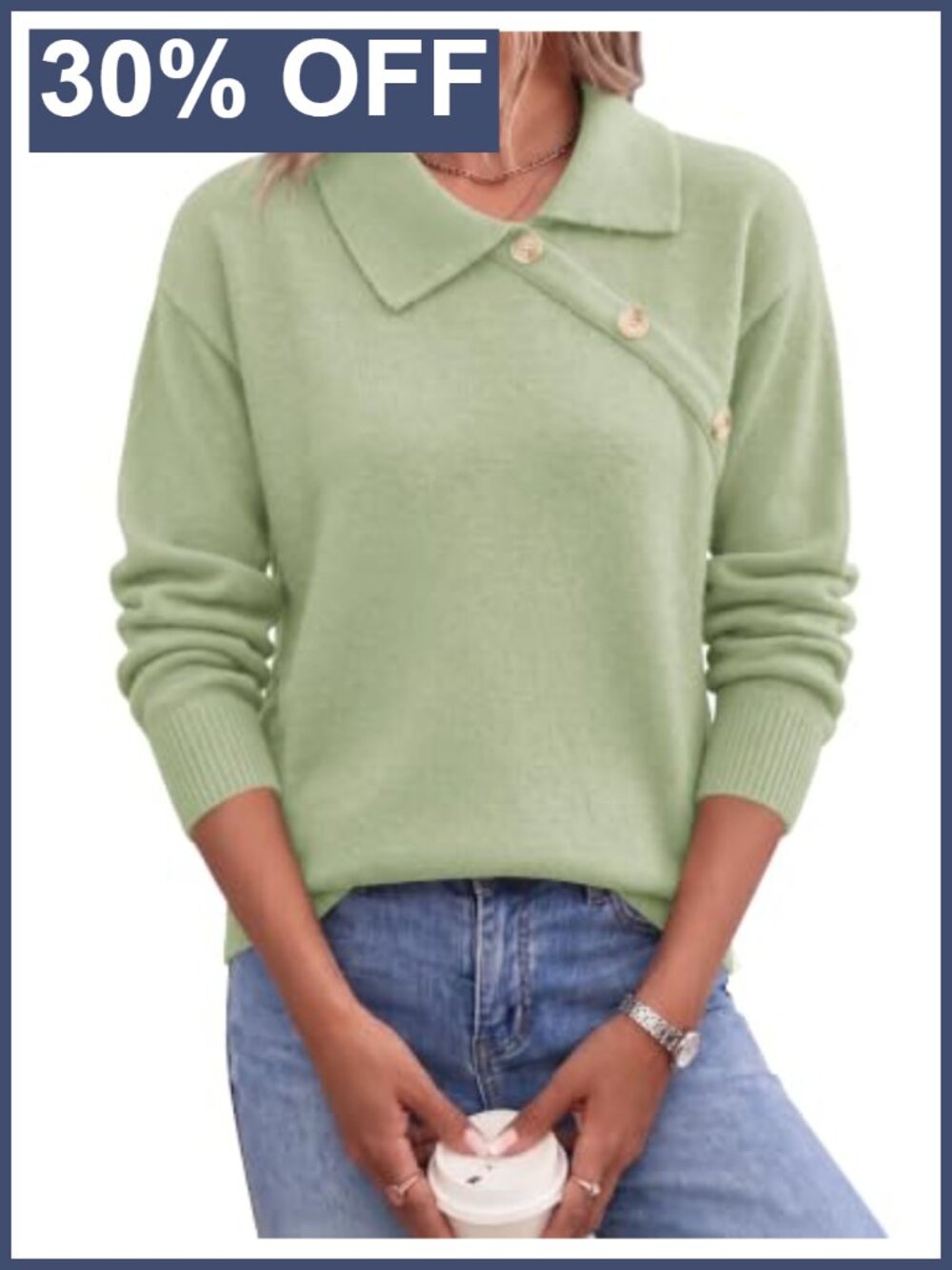Women's Asymmetrical Neck Long Sleeve Pullover Sweater